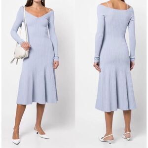 NWT PROENZA SCHOULER Rib Knit V-Neck Fit & Flare Midi Dress, $500